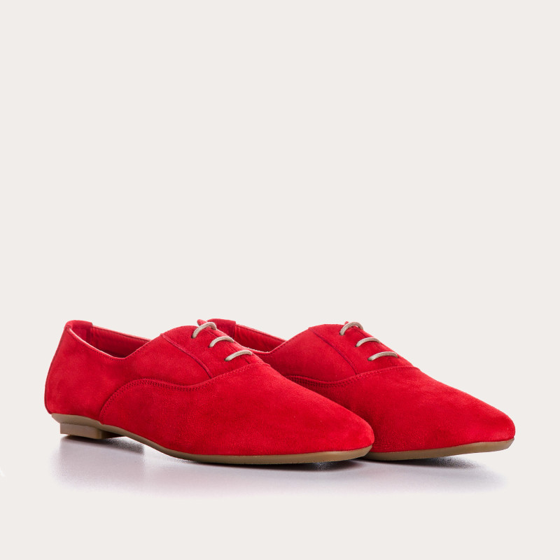 Derbies plates en cuir velours
