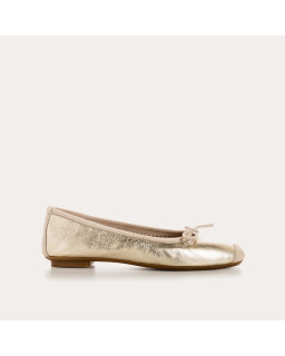 Flat ballerinas with metallic leather knot