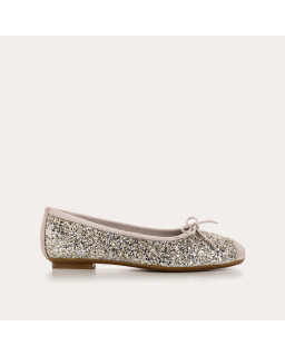 Glitter flat ballerinas knot with rounded butt