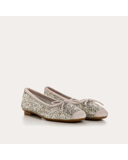 Glitter flat ballerinas knot with rounded butt