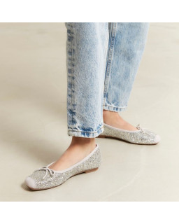 Ballerines plates à paillettes nœud avec bout arrondi