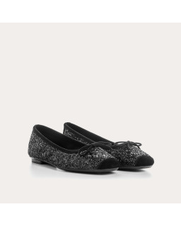 Glitter flat ballerinas knot with rounded butt