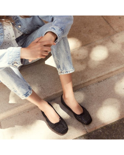 Ballerines plates à paillettes nœud avec bout arrondi