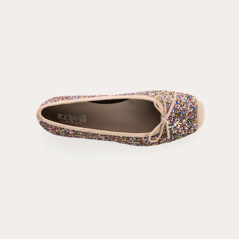 Glitter flat ballerinas knot with rounded butt