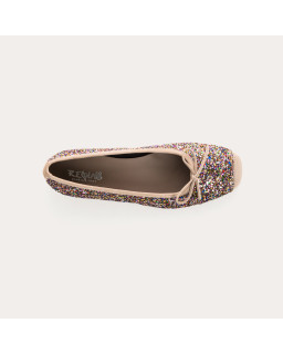 Glitter flat ballerinas knot with rounded butt