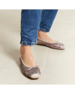 Ballerines plates à paillettes nœud avec bout arrondi