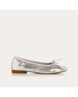 Flat ballerinas with metallic leather knot with rounded butt