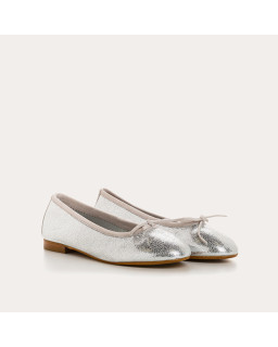 Flat ballerinas with metallic leather knot with rounded butt