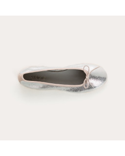 Flat ballerinas with metallic leather knot with rounded butt