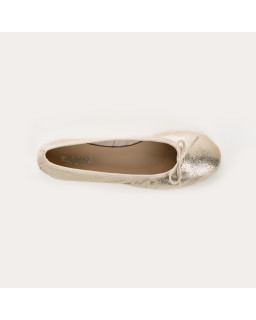 Flat ballerinas with metallic leather knot with rounded butt