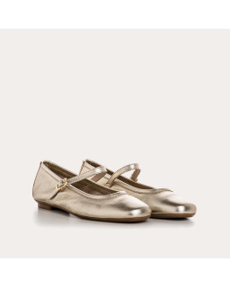 Babies made of metallic leather with bridles and golden loops or silver