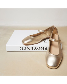 Babies made of metallic leather with bridles and golden loops or silver