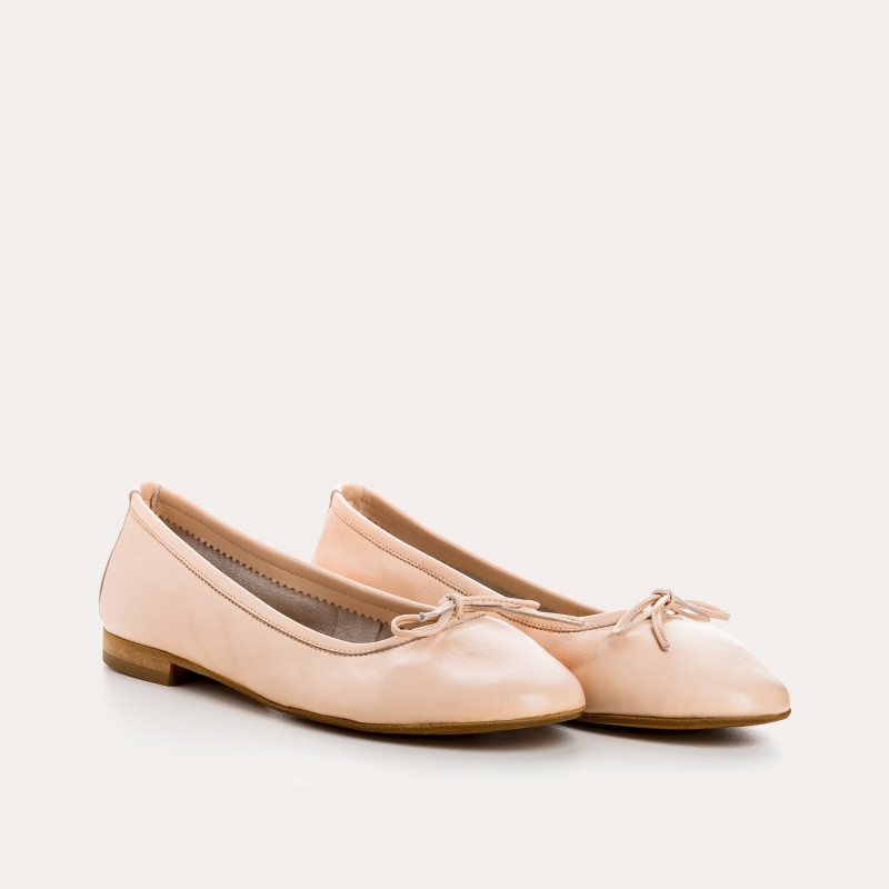 Ballerines plates à nœud en cuir avec bout arrondi