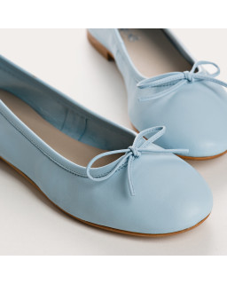 Ballerines plates à nœud en cuir avec bout arrondi