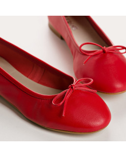 Ballerines plates à nœud en cuir avec bout arrondi