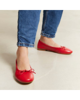 Ballerines plates à nœud en cuir avec bout arrondi