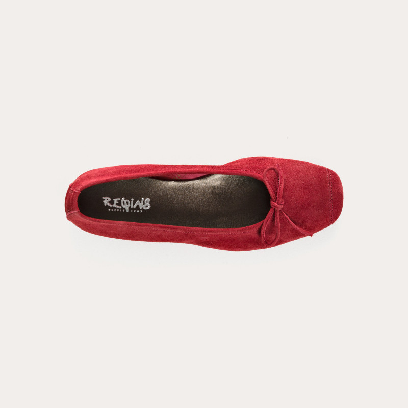 Flat ballerinas with velvet leather knot with tip reinforcement