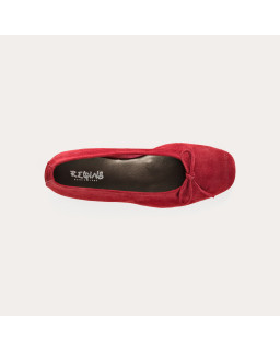 Flat ballerinas with velvet leather knot with tip reinforcement