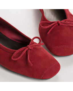 Flat ballerinas with velvet leather knot with tip reinforcement