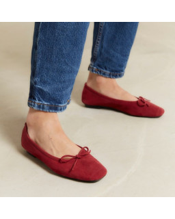 Flat ballerinas with velvet leather knot with tip reinforcement