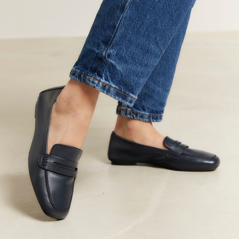 Hema college moccasins with square toe leather