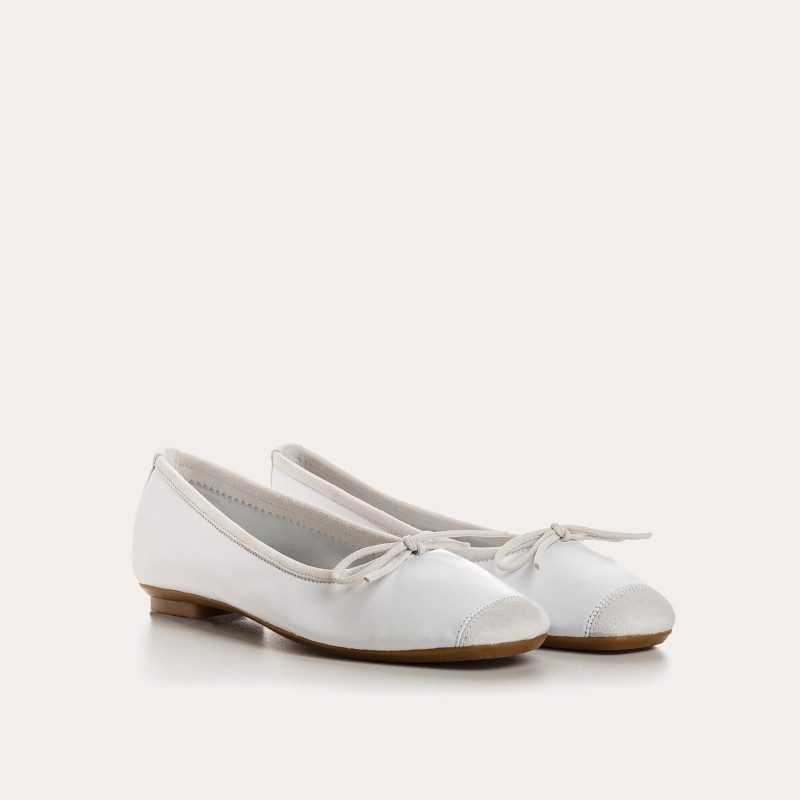 Flat Ballerinas with Smooth Leather Knot and Velvet Leather