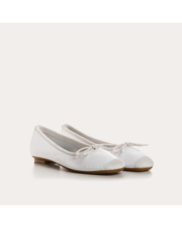 Flat Ballerinas with Smooth Leather Knot and Velvet Leather