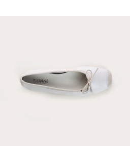 Flat Ballerinas with Smooth Leather Knot and Velvet Leather