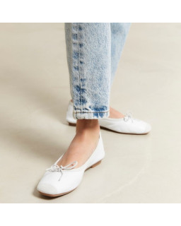 Ballerines plates à nœud en cuir lisse et cuir velours