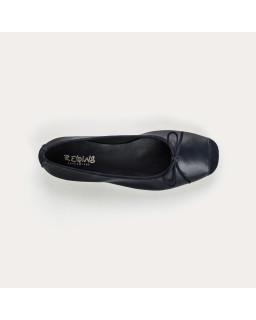 Flat Ballerinas with Smooth Leather Knot and Velvet Leather