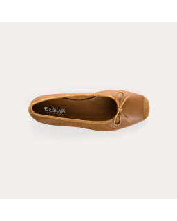 Flat Ballerinas with Smooth Leather Knot and Velvet Leather