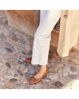 Flat Ballerinas with Smooth Leather Knot and Velvet Leather