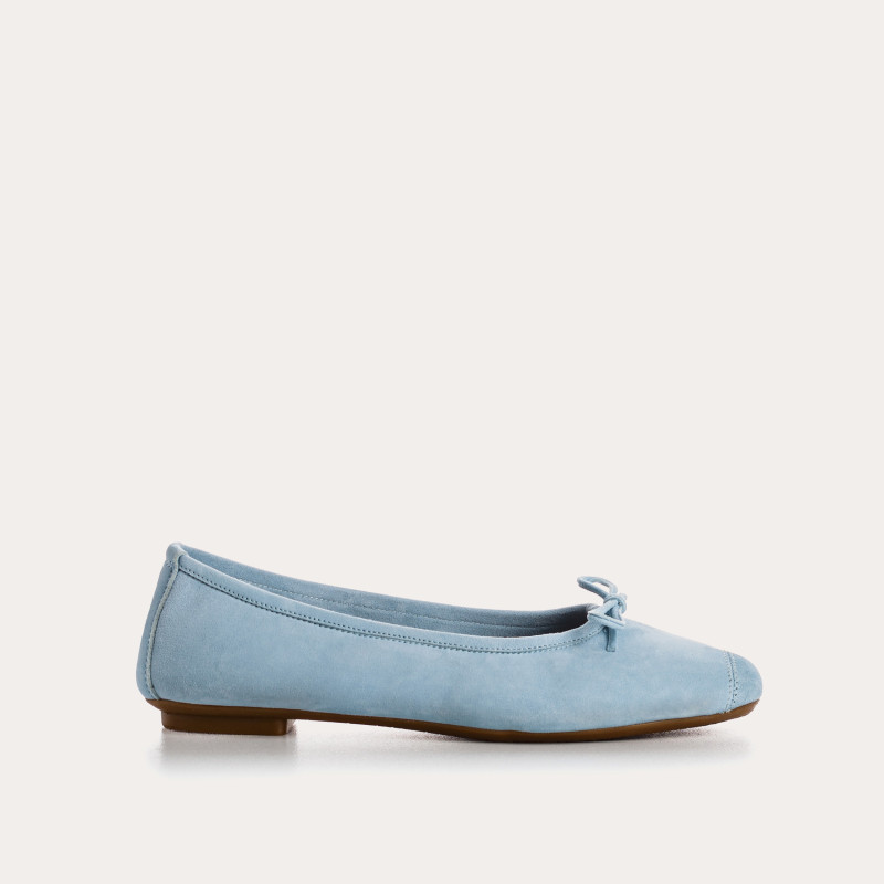 Flat ballerinas with velvet leather knot with tip reinforcement