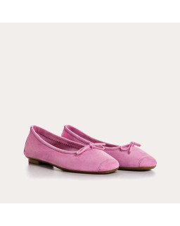 Flat ballerinas with velvet leather knot with tip reinforcement