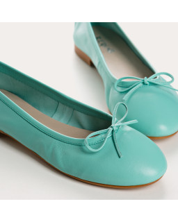 Ballerines plates à nœud en cuir avec bout arrondi