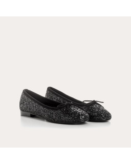 Flat ballerinas with steeped fabric knot with rounded butt