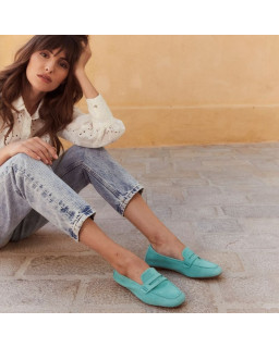 COLLAGE MOCASSINS SQUARE TOP OF VELVET LEATHER