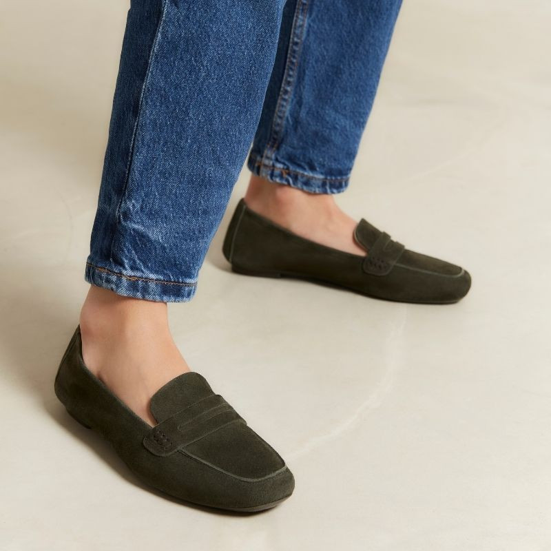 COLLAGE MOCASSINS SQUARE TOP OF VELVET LEATHER