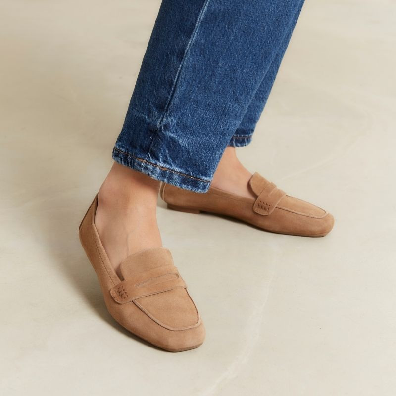 COLLAGE MOCASSINS SQUARE TOP OF VELVET LEATHER