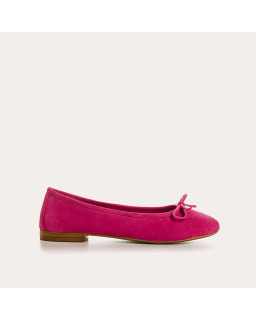 Flat ballerinas with velvet leather knot with rounded butt
