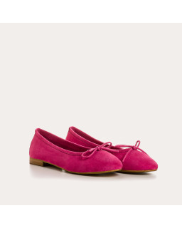 Flat ballerinas with velvet leather knot with rounded butt