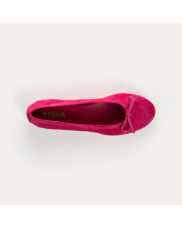 Flat ballerinas with velvet leather knot with rounded butt