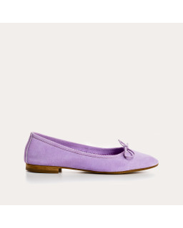 Flat ballerinas with velvet leather knot with rounded butt