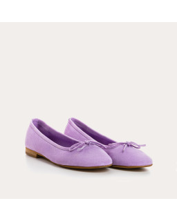 Flat ballerinas with velvet leather knot with rounded butt