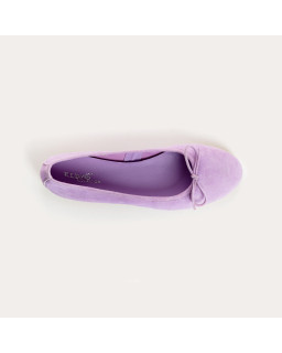 Flat ballerinas with velvet leather knot with rounded butt