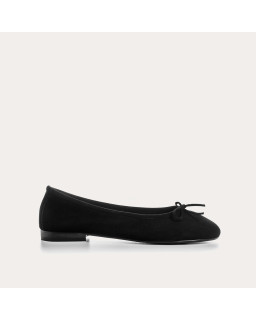 Flat ballerinas with velvet leather knot with rounded butt