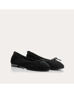 Flat ballerinas with velvet leather knot with rounded butt
