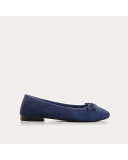 Flat ballerinas with velvet leather knot with rounded butt