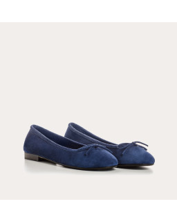 Flat ballerinas with velvet leather knot with rounded butt
