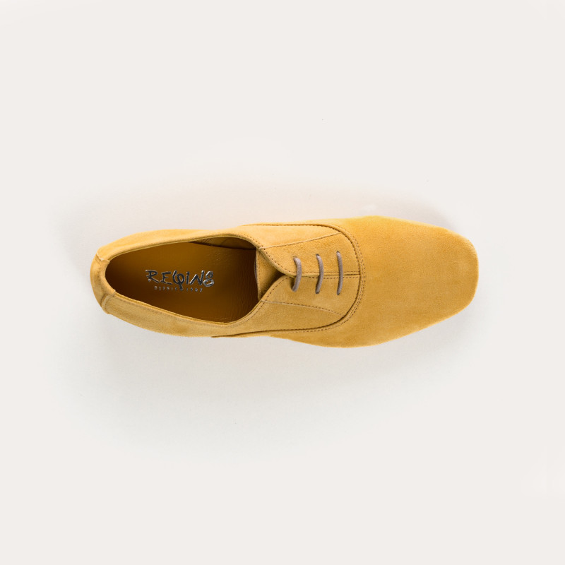 Velvet leather flat derbies